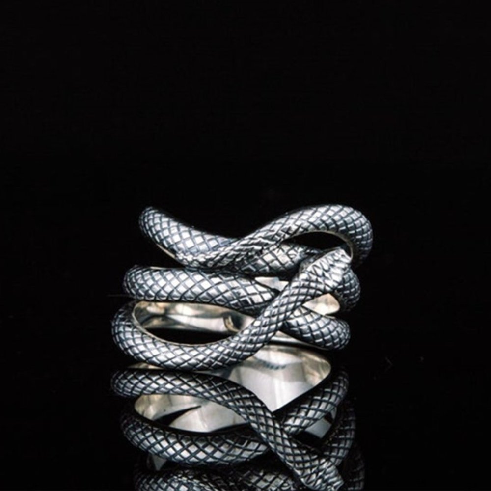 🎁Trendy Multi Layer Snake Vintage Carved Silver Fashion Ring Women, UNVN12123 - Picture 2 of 7